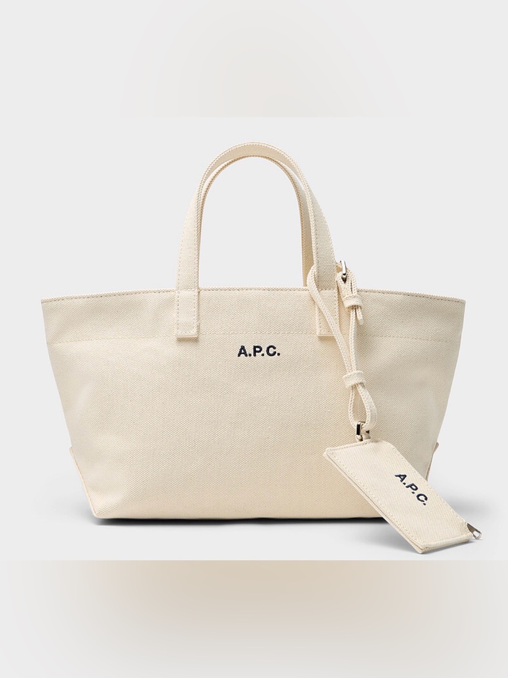 NWT - A.P.C. Off-White 'Le Drummer' Toile Small Tote - Ivory/Cream White
